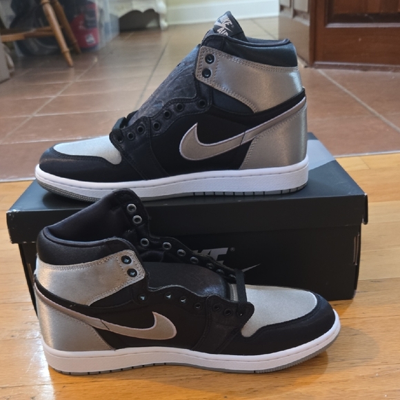 Nike Shoes - Nike Air Jordan 1 Retro Hih OG Satin Womens Sz 11 Black/Grey/White FD481…